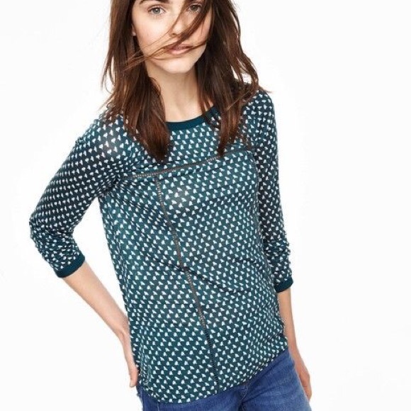 Boden Tops - Boden Claudia Floral Teal Paneled 3/4 Sleeve Blouse